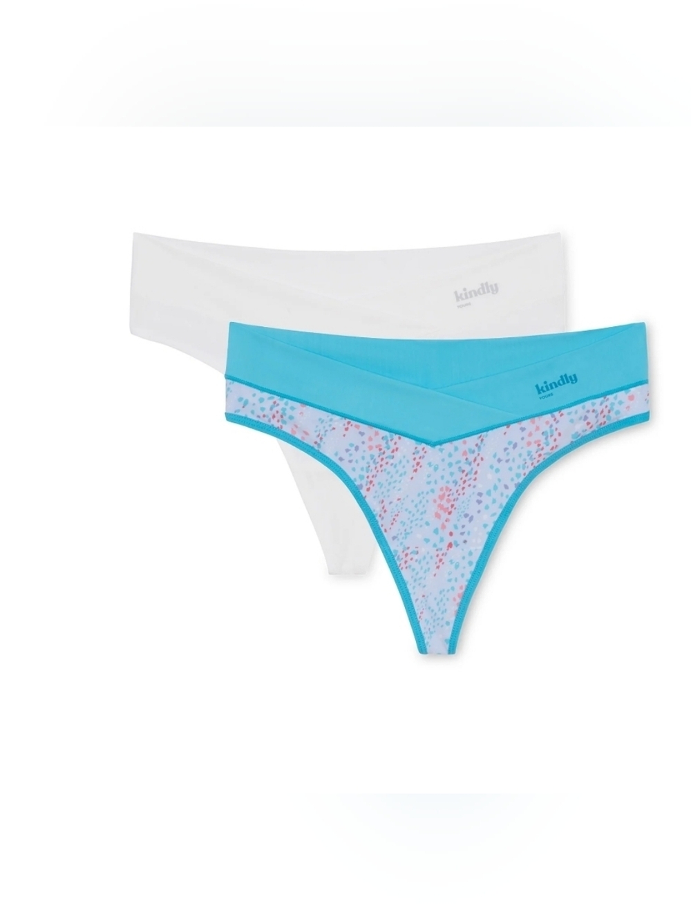 Kindly 2-Pack So Comfy Thong - Aqua & White Speckle.  10